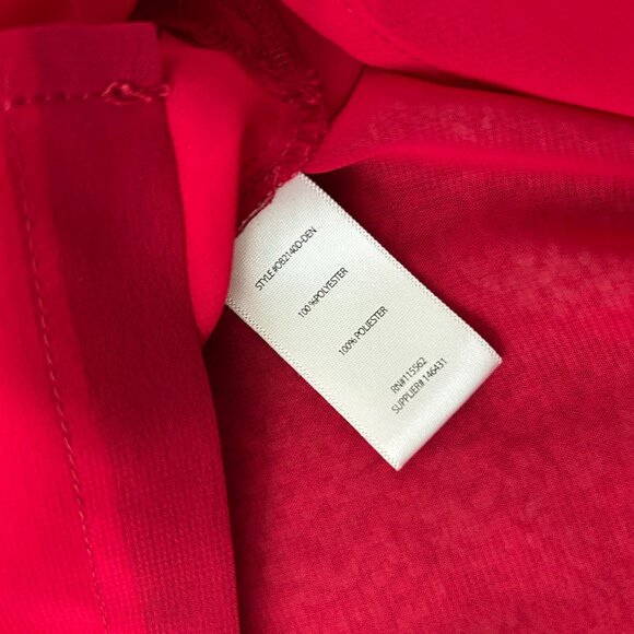 Olsenboye Medium Red Sheer Button-up Long Sleeve High Low Blouse - Picture 7 of 8